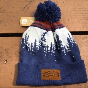 Blue and White Winter Beanie with Pom Pom